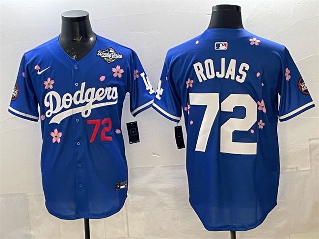 Men's Royal Los Angeles Dodgers #72 Miguel Rojas 2025 World Series Patch Tokyo Series Limited Stitched Baseball Jersey